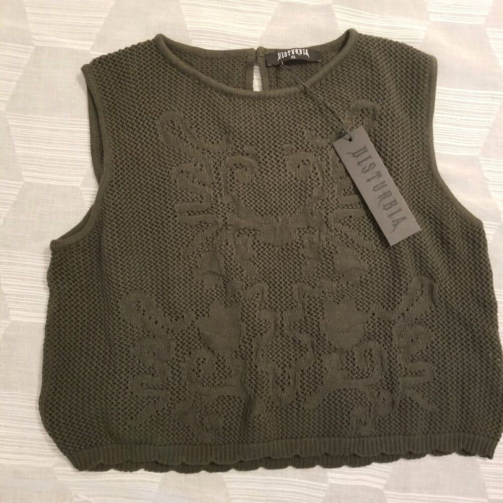 NWT Disturbia Tulip Jacquard Knit Crop Top - Picture 5 of 9